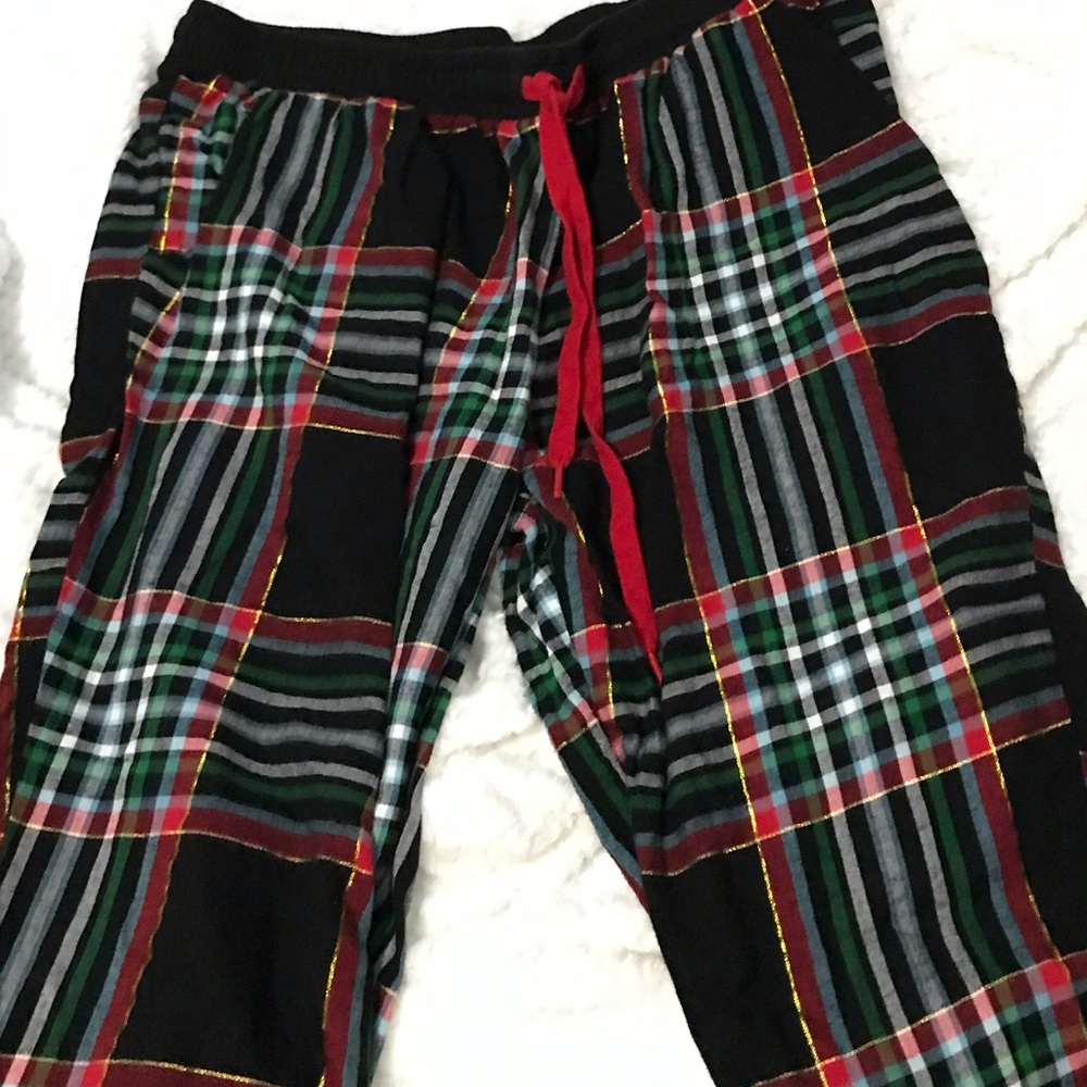 COPY - Glitter thread, Black plaid tie waist, two pocket lounge pants